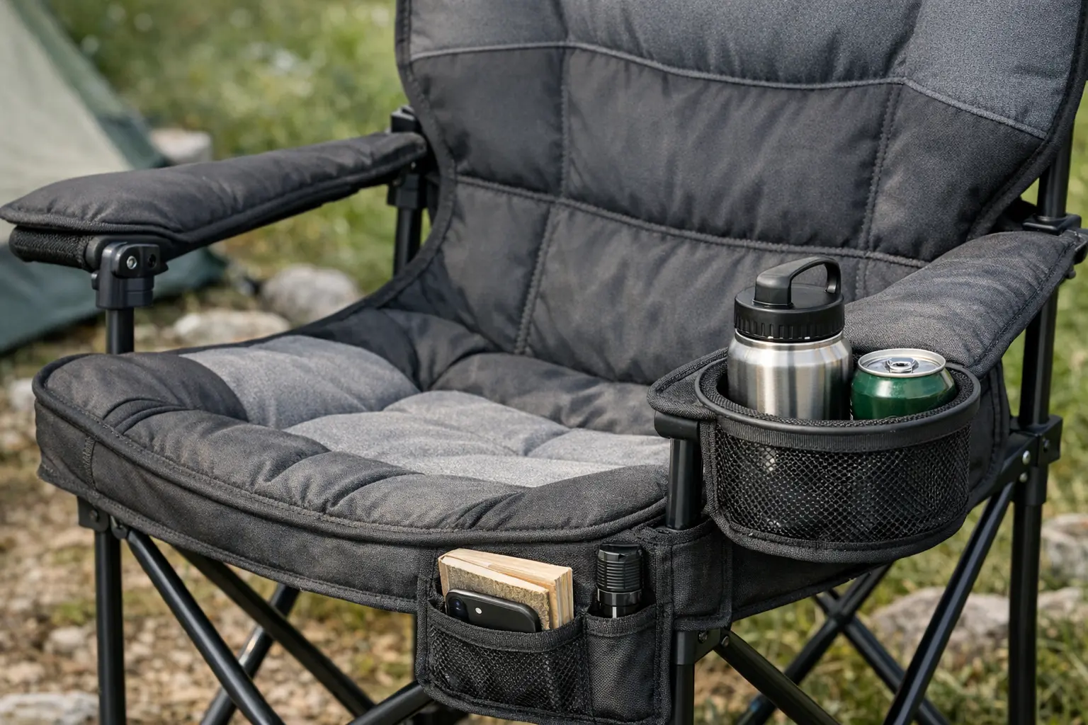 Camping Stühle mit Getränkehalter und Seitentaschen